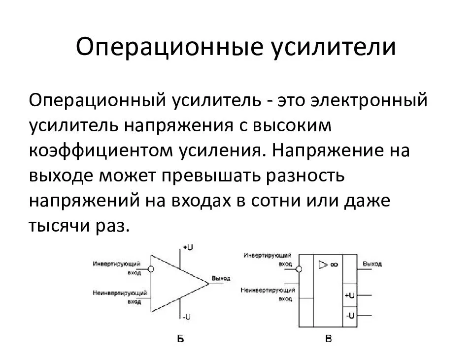 Как выглядит операционный усилитель на схеме