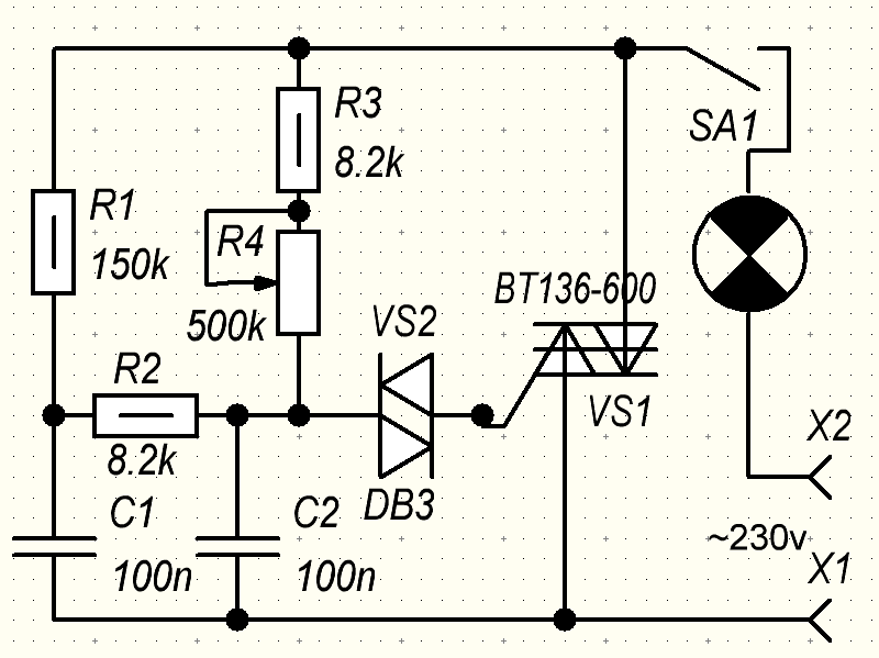 Схема диммера на симисторе вта 16