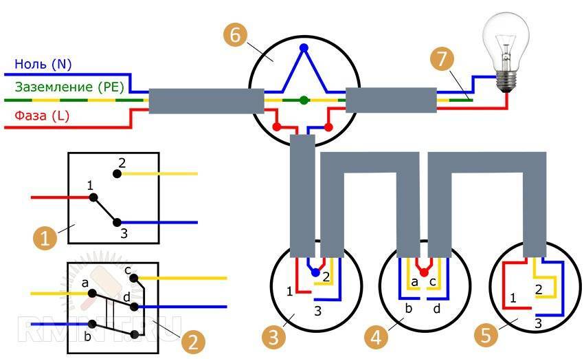 Схема соединения перекрестного выключателя