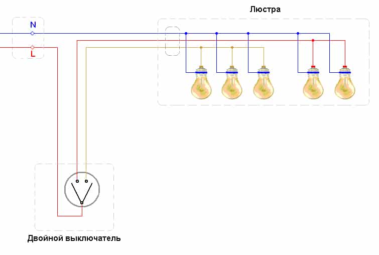 Тройной выключатель: с розеткой, схема подключения на три лампочки