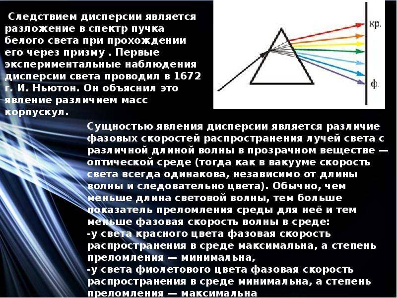 В чем состоит явление дисперсии света нарисуйте ход белого луча через стеклянную призму опыт ньютона