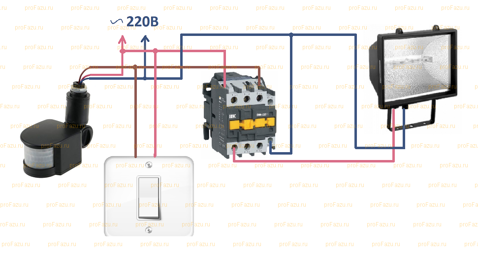 Схема подключения датчика света для уличного освещения