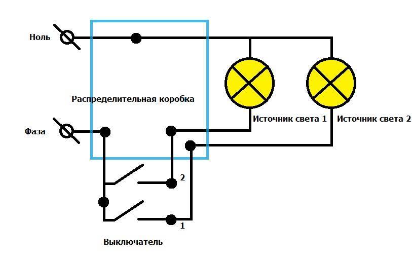 Схема подключения одной лампочки