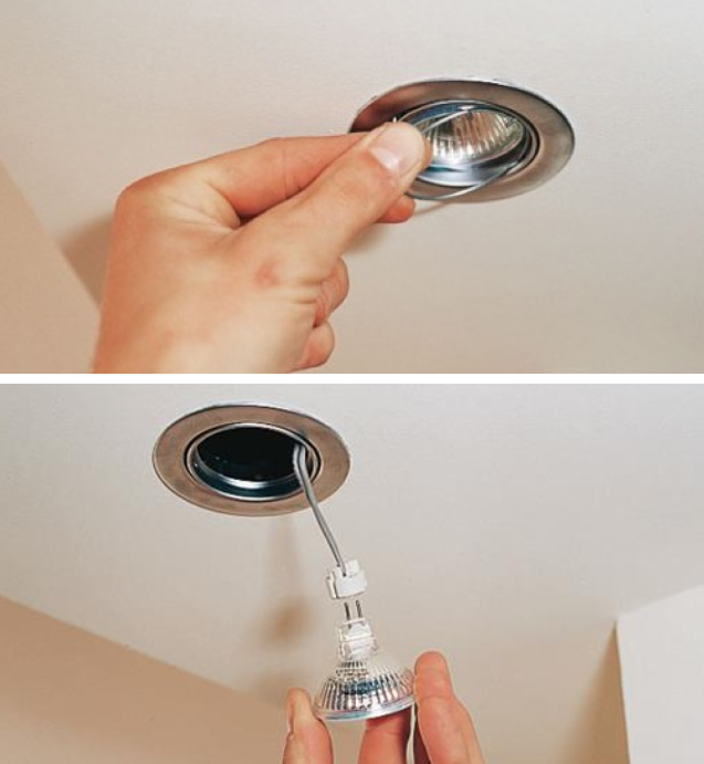Как поменять (выкрутить) лампочку в точечном светильнике