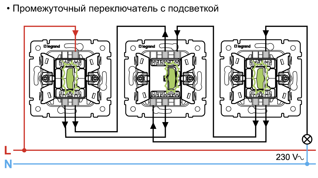 Особенности схема подключения проходного выключателя с трех мест, а также секреты монтажа этих выключателей