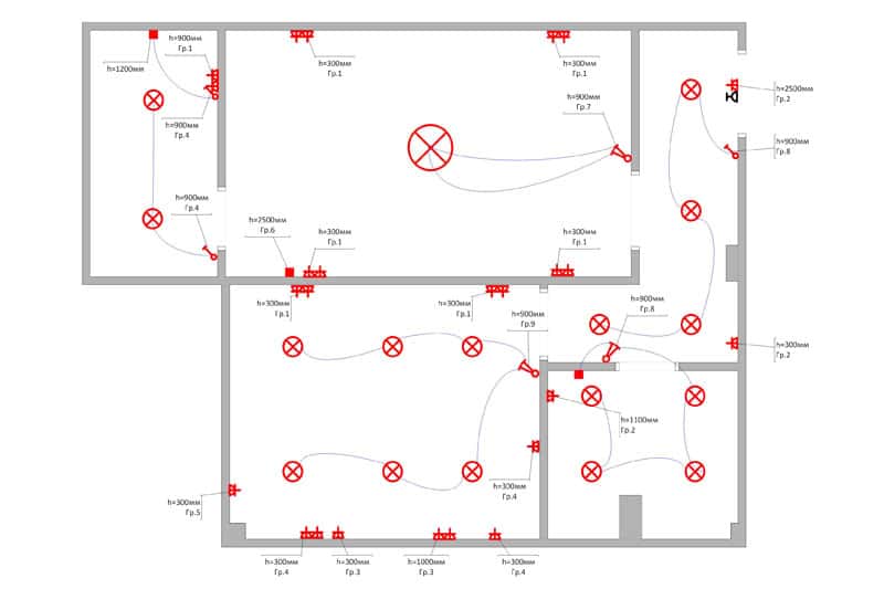 Расположение розеток и выключателей в квартире: схема, количество, гостиная и детская