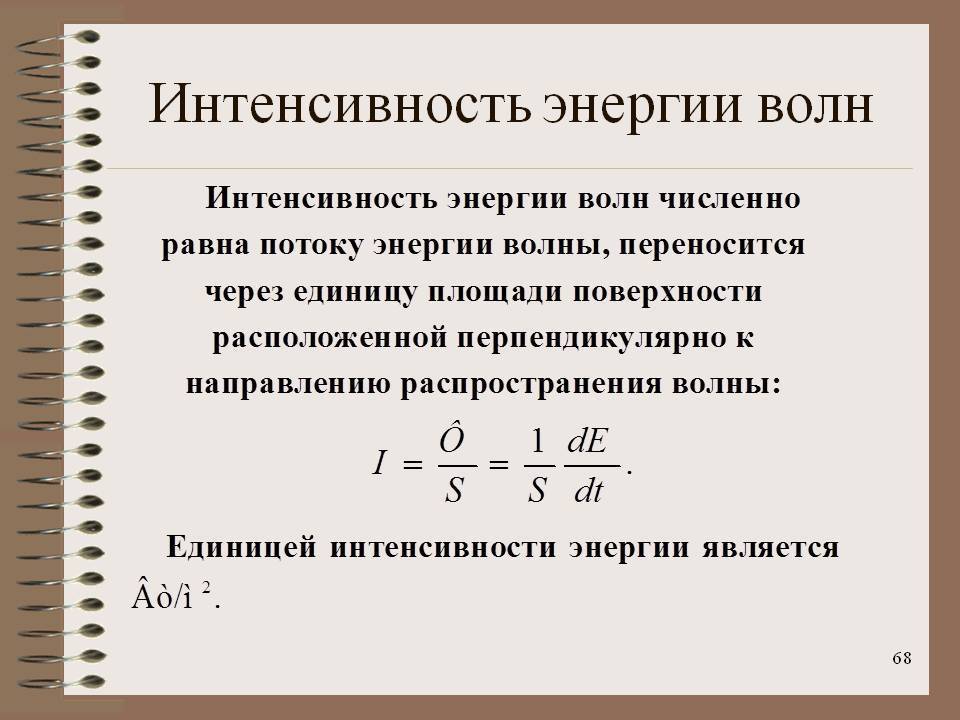 Плотность потока энергии интенсивность