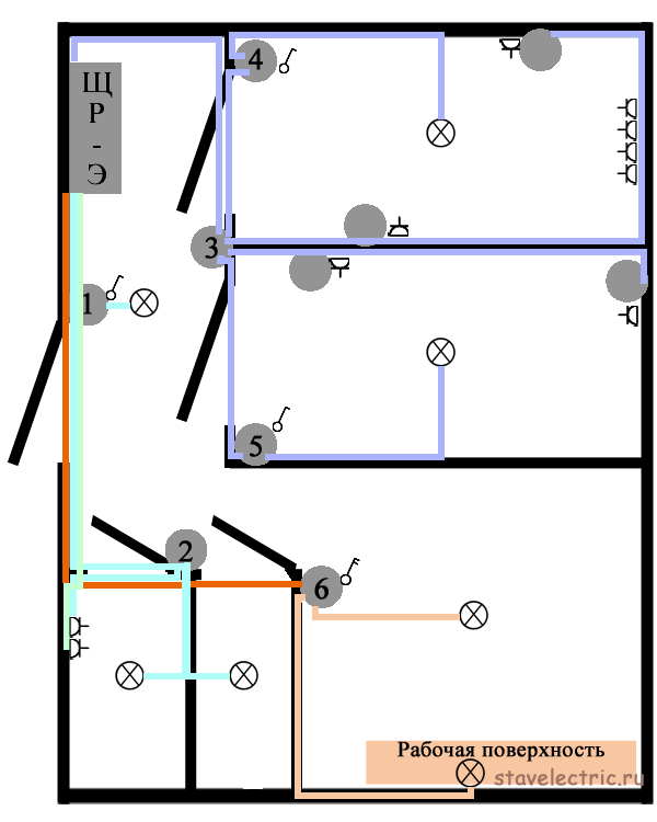 Схема освещения квартиры: разводка электропроводки своими руками