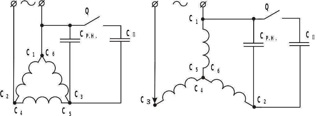 Конденсатора к двигателю схема подключения