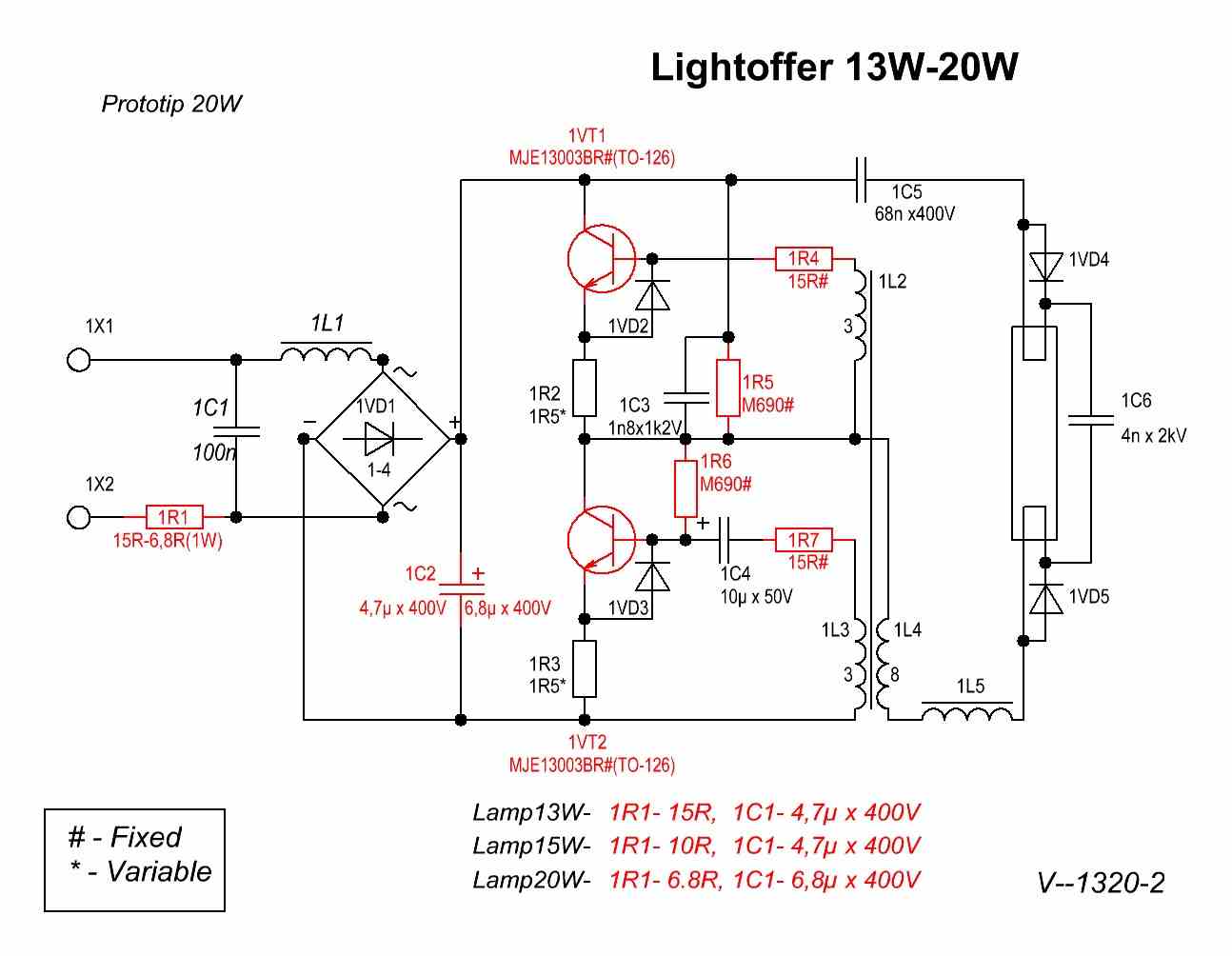 Простая схема подключения люминесцентных ламп