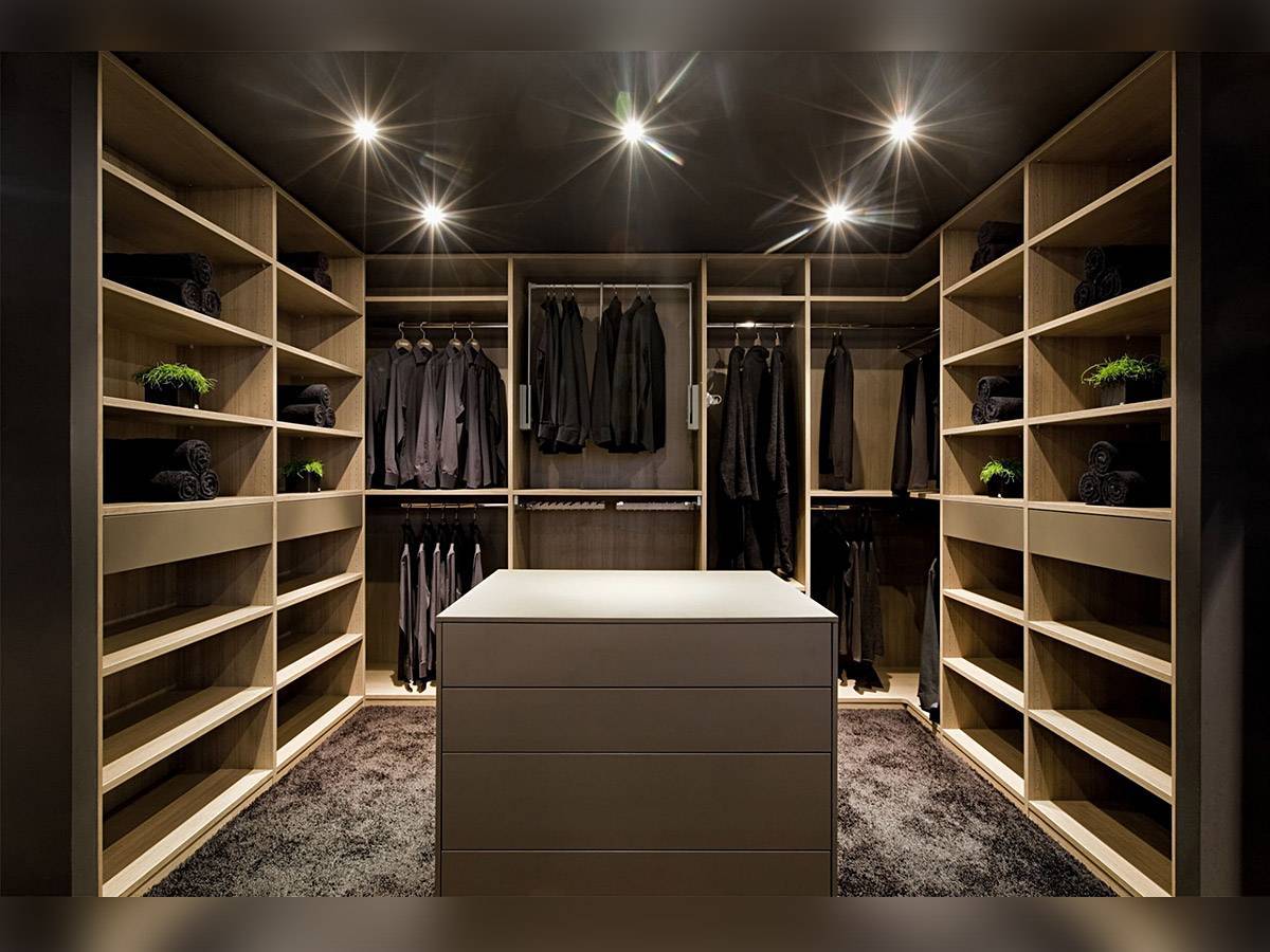 Освещение в гардеробной: зонирование, типы светильников и их расположение