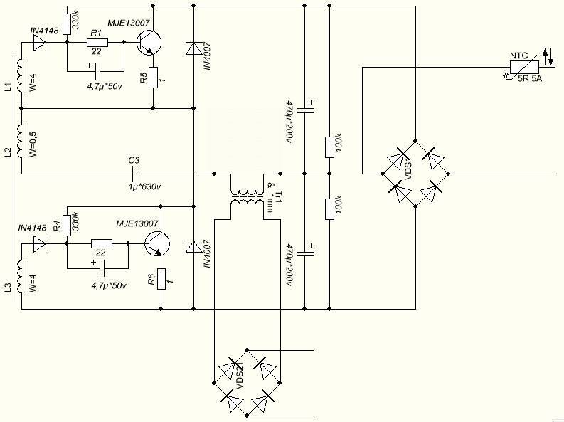 Блок питания из электронного трансформатора схема