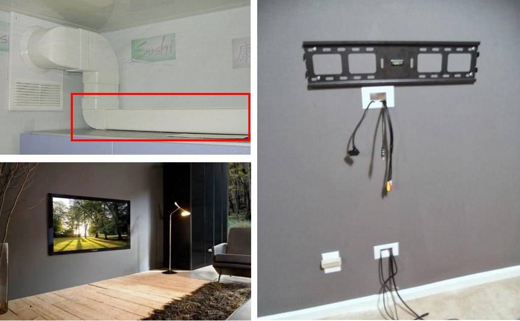 Как спрятать провода от телевизора на стене, на полу, в мебели