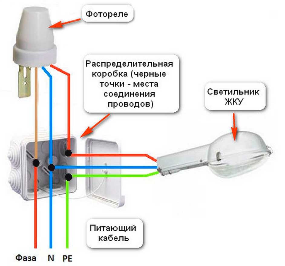 Схема подключения датчика движения для уличного освещения