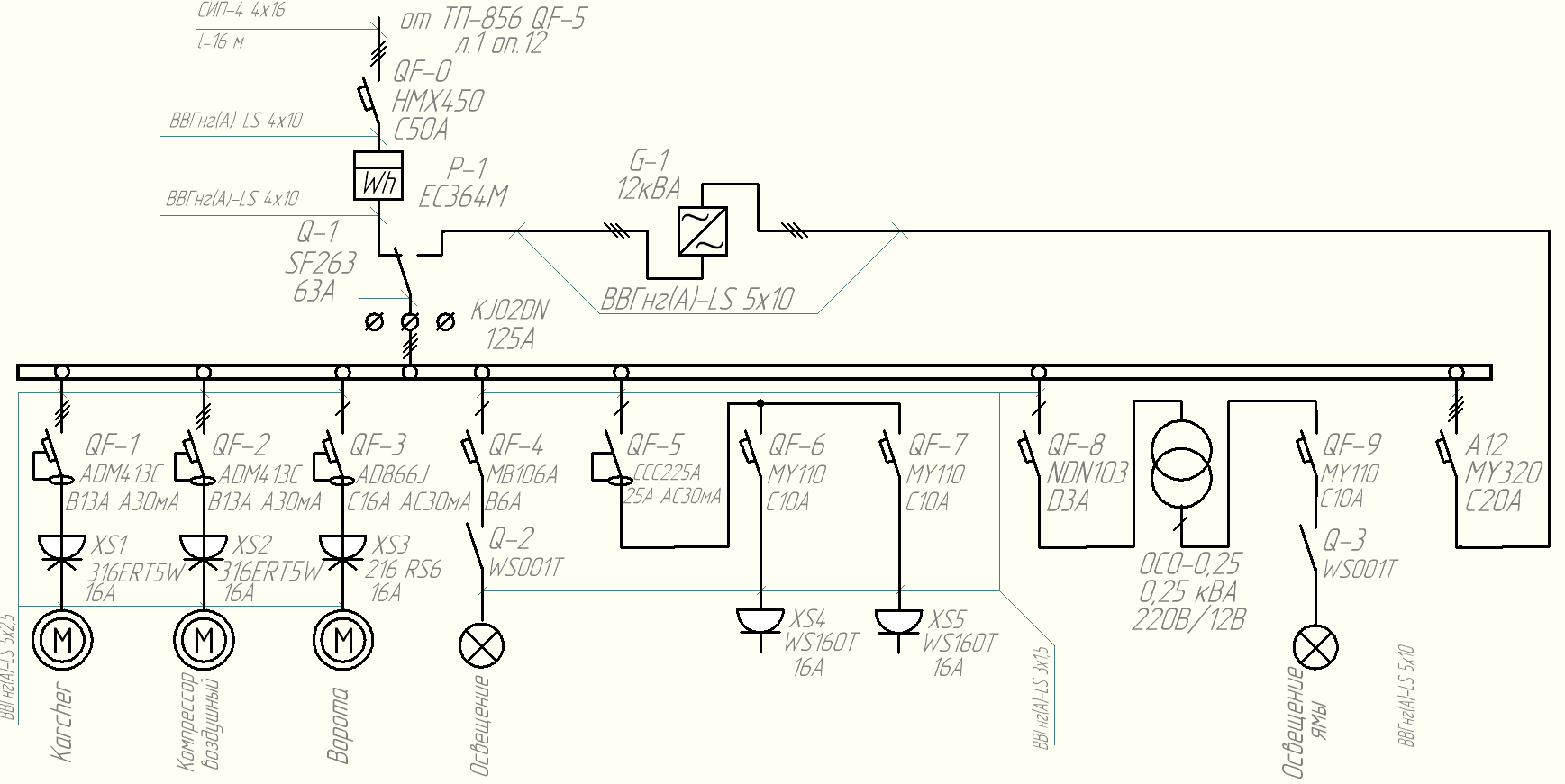 Схема электроснабжения гаража 220 вольт