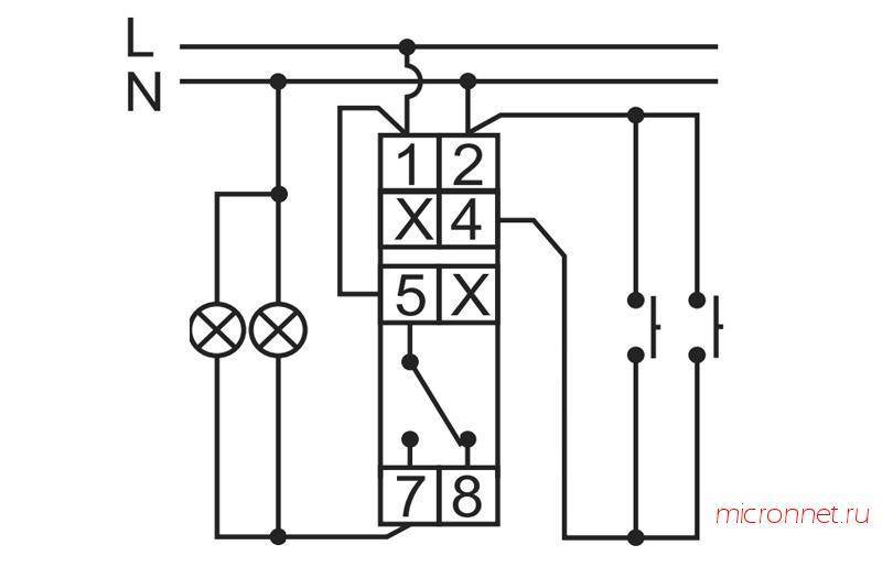 Схема подключения импульсного реле для освещения с нескольких мест