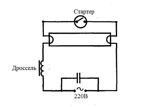 Схема люминесцентного освещения