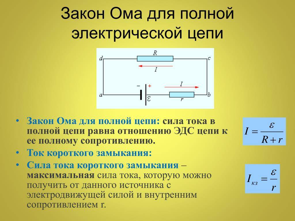 Закон ома для полной цепи: формула для расчета