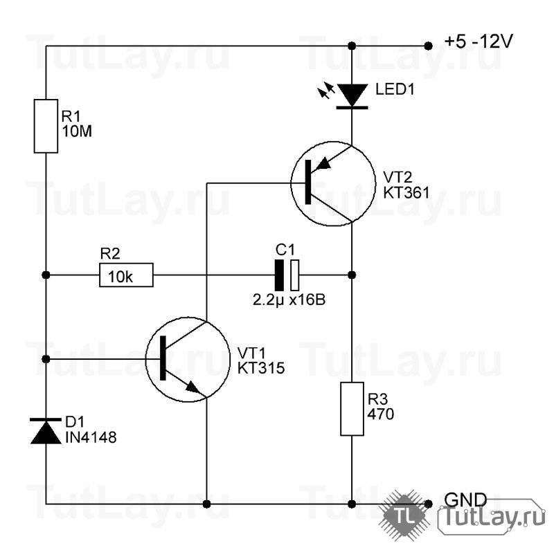 Мигалка на кт315 схема на 12 вольт