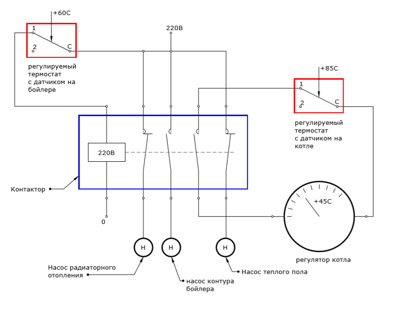 Схема подключения тэна к бойлеру