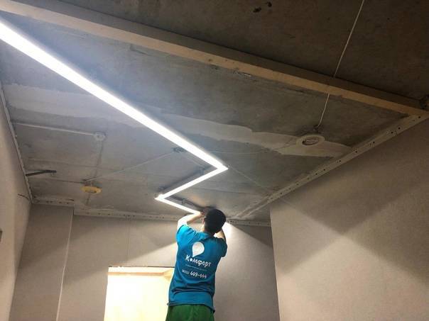 Расположение светильников на натяжном потолке: схемы и примеры (100+ фото)