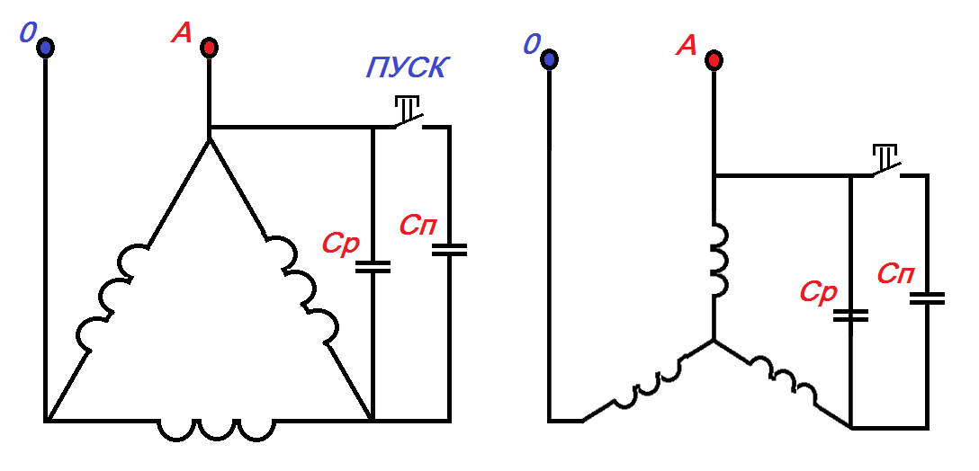 Соединение трехфазного двигателя