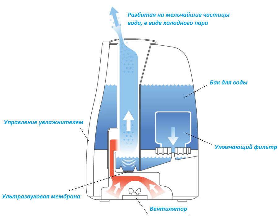 Как работает увлажнитель воздуха: ультразвуковой, распылительный