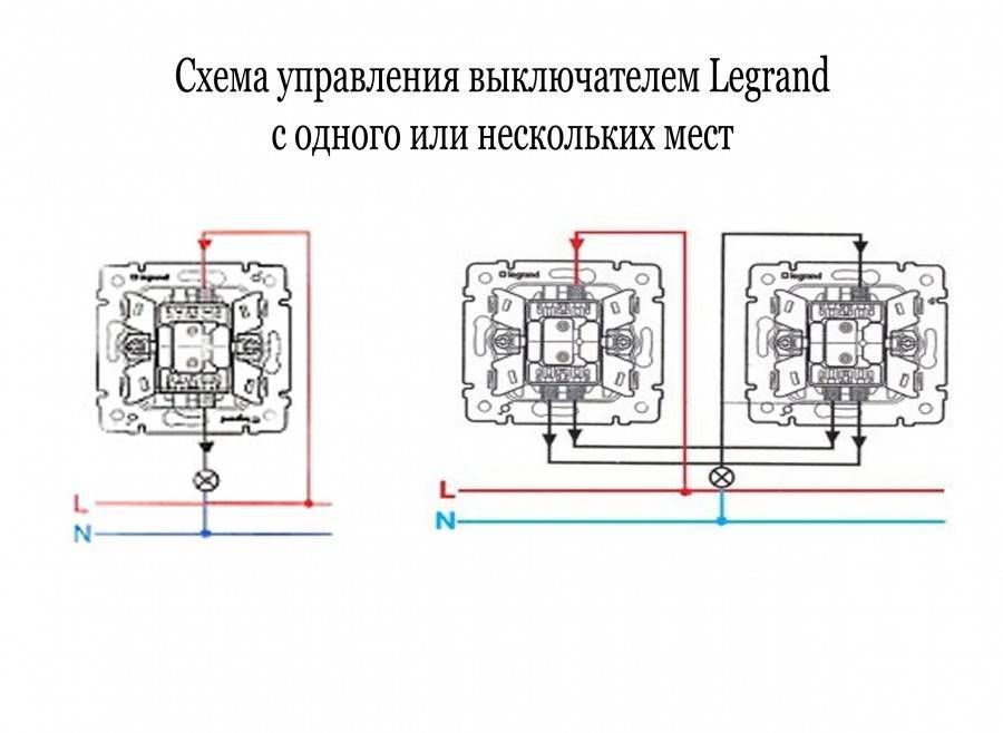 Схема подключения проходного одноклавишного выключателя