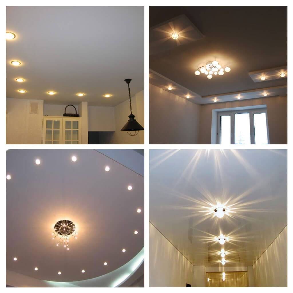 Расположение точечных светильников на натяжном потолке - схемы с примерами