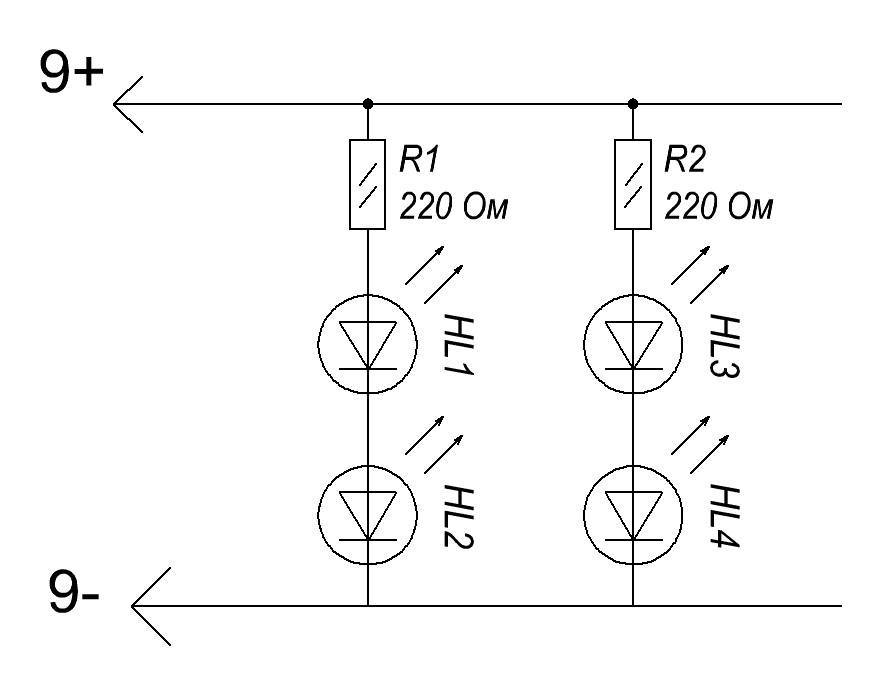 Как подключить светодиод к 12 вольтам: расчет подключения в схемах