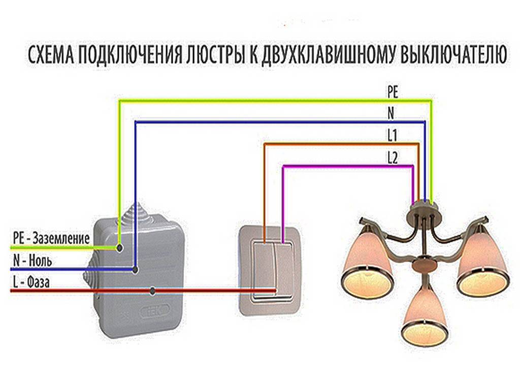 Схема подключения двойного выключателя на две лампочки - tokzamer.ru