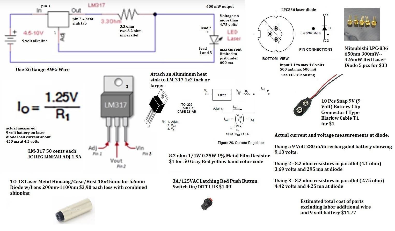 Подключение лазерного диода: схема, особенности в работе