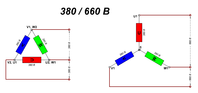 Звезда треугольник схема 220