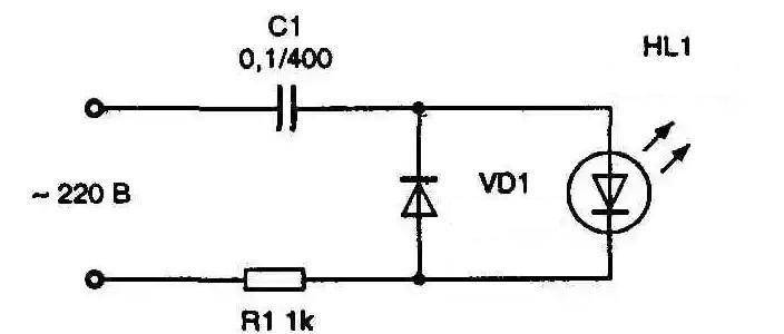 Светодиод подключить на 220 вольт схема