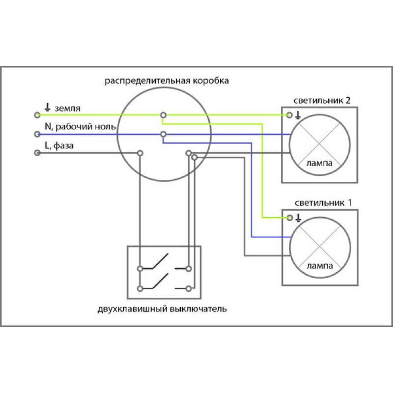 Cхема подключения двойного выключателя на две лампочки: пошаговая инструкция