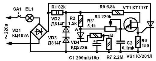 Схема плавного пуска болгарки на тиристоре