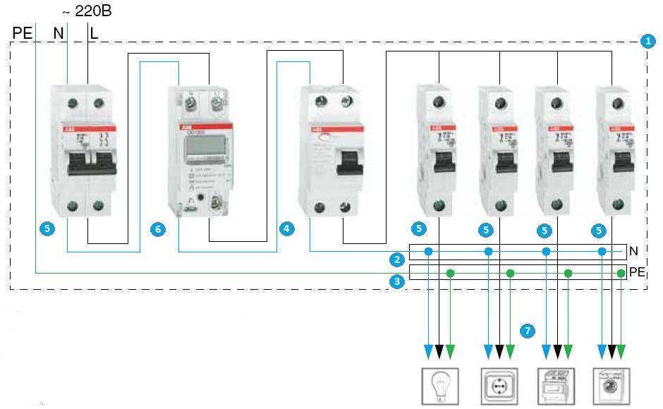 Электрощит схема подключения 220в в частном доме