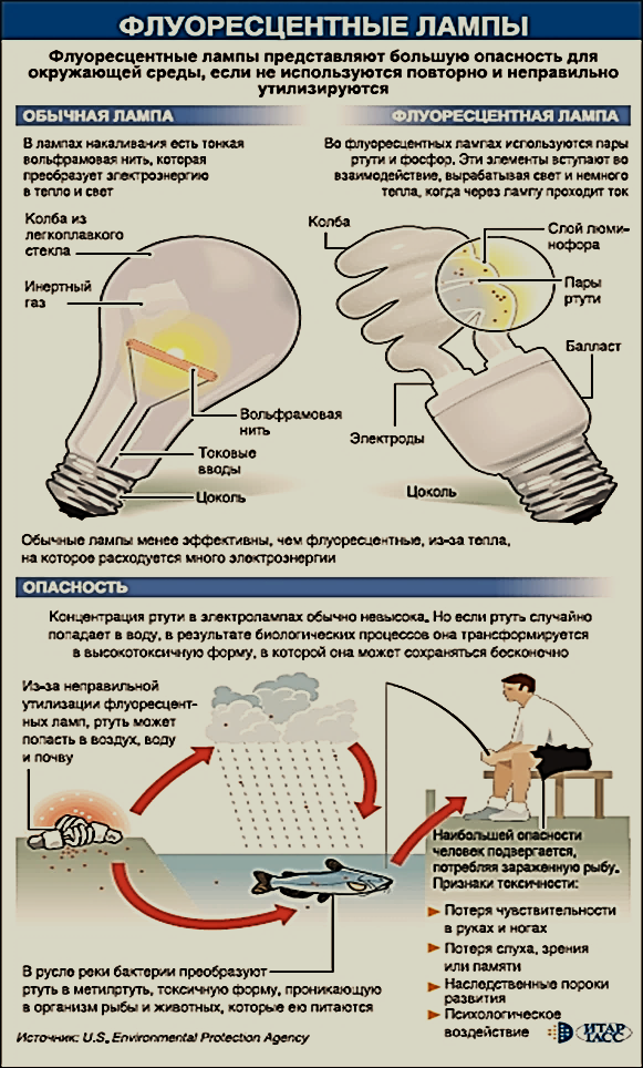 Что делать, если разбилась люминесцентная лампа: порядок действий