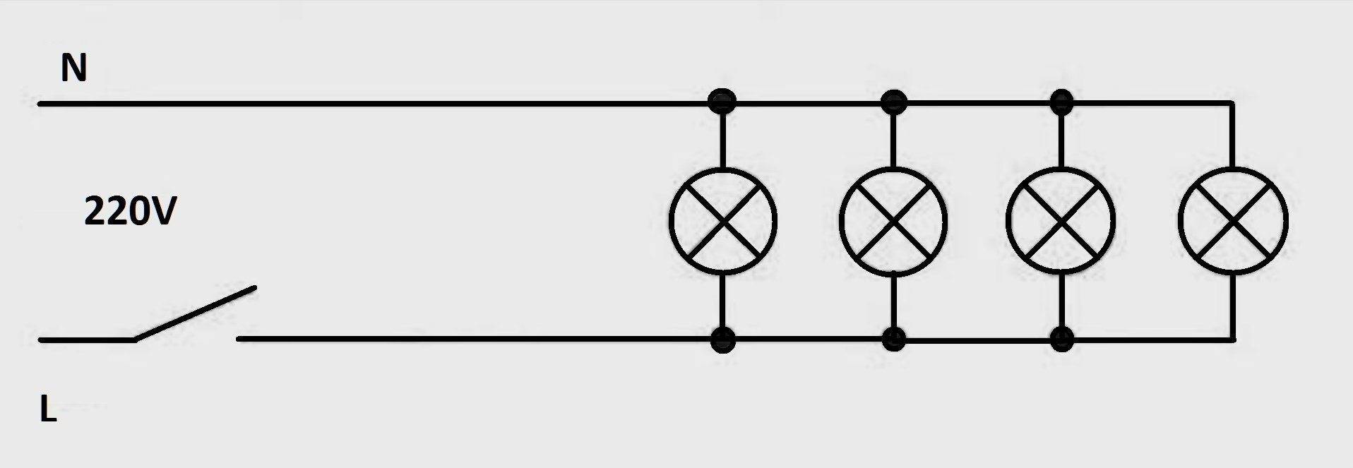 Параллельное соединение электроламп схема