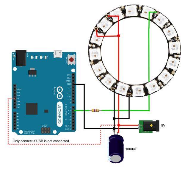 High density neopixel 8 светодиодов схема подключения